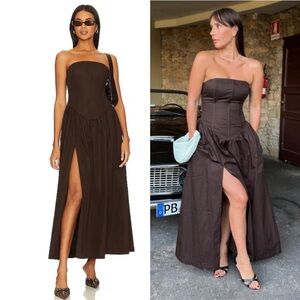 NEW LPA Gianna Giana Maxi Dress in Cacao brown